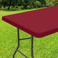Smiry Rectangle Tablecloth, Elastic Fitted Flannel Backed Vinyl Tablecloths for 4ft Folding Tables, Waterproof Wipeable Table Covers for Indoor, Outdoor, Camping and Picnic (Wine Red, 30"x48")