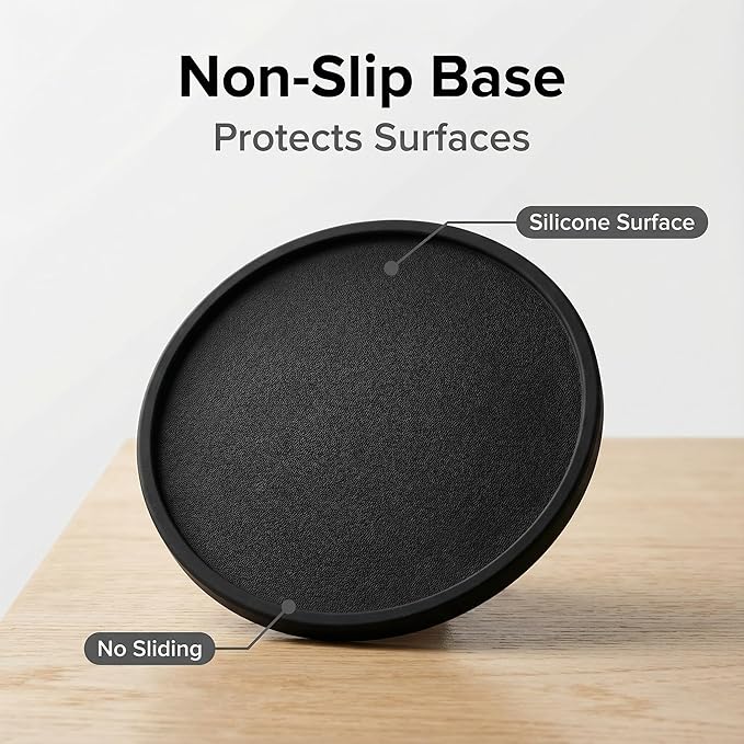 Absorbent Coasters for Drinks with Holder - 6packs, Silicone Coaster with Soft Felt Insert (4.3 inch Coasters with 4.5 inch Holder, Black and White)