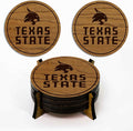 LazerEdge Texas State Bobcats Wooden Coaster Set - Cherry Wood - Officially Licensed Product - 4-Pack