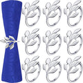 Hotop 50 Pcs Leaf Napkin Rings Set Silver Metal Napkins Rings Holders Bulk Glossy Table Adornment for Vintage Wedding Bridal Thanksgiving Christmas Holidays Fall Dinner Party Decoration Favors