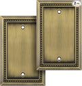 Henne Bery Sunken Pearls Heavy Duty Decorative Wall Plate Switch Plate Outlet Cover (Single Blank, 2 Pack, Antique Brass)