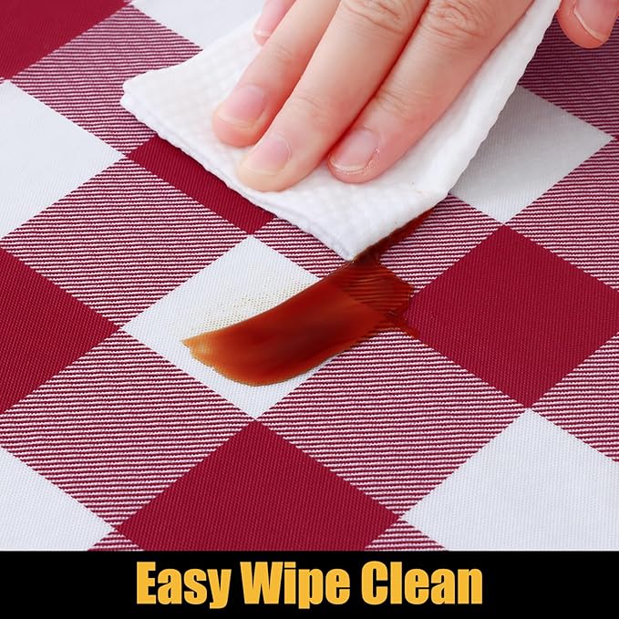 Smiry Rectangle Picnic Table Cloth, Elastic Waterproof Fitted Vinyl Tablecloths, Flannel Backed Buffalo Plaid Table Covers for Dining, Camping, Outdoor (Burgundy and White, 30" x 60")