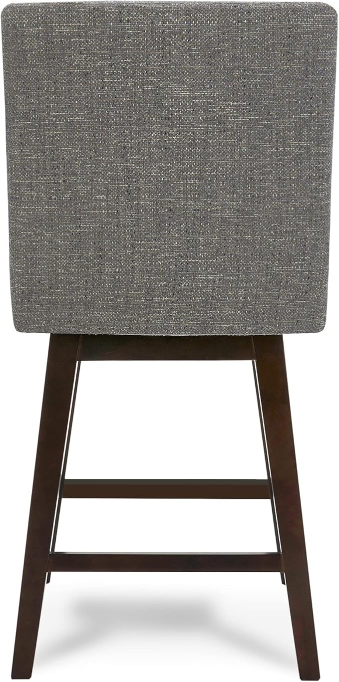 CHITA Counter Height Swivel Bar Stools Set of 3, FSC Certified Upholstered Fabric Barstool Chairs with Back, 26.8" H Seat Height, Fabric in Fog