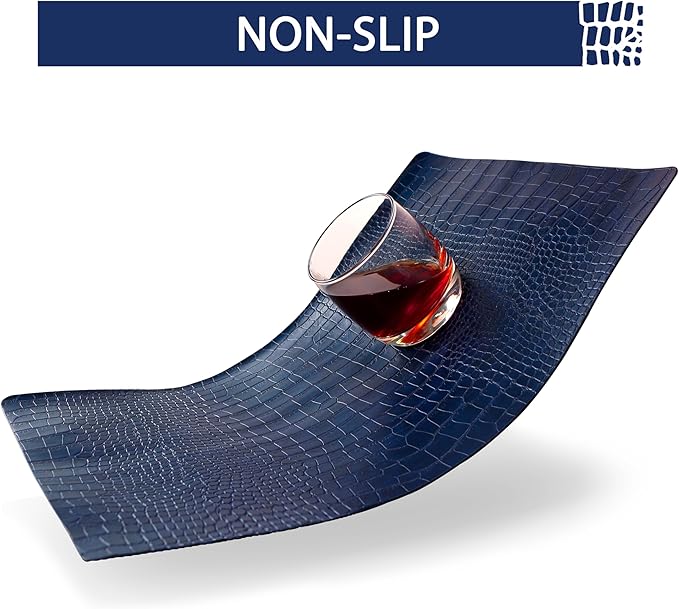 Set of 6 Faux Leather Placemats, PU Table Mats, Waterproof, Stain Resistant, Heat Resistant, Easy to Clean for Kitchen Dining Table,Conference Table