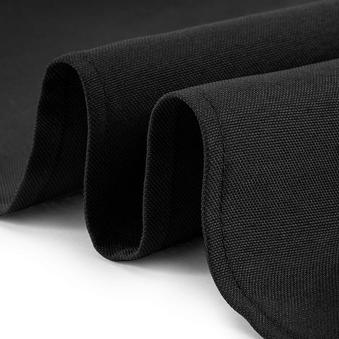 Lann's Linens - 132" Round Premium Tablecloth for Wedding/Banquet/Restaurant - Polyester Fabric Table Cloth - Black