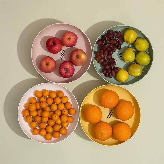 Fruit bowl Fruit Basket for Kitchen Countertop Storage Baskets Stand Organization, Decor Centerpiece for Kitchen Counter or Dining Room Tables (Pink)