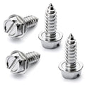 Chrome License Plate Screw Kit - Set of 4 Stainless Steel Fasteners for License Plates, Frames, and Covers on Domestic Cars, Trucks, Vans, SUVs - Rustproof, Self Tapping Mounting Bolts (Chrome Plated)