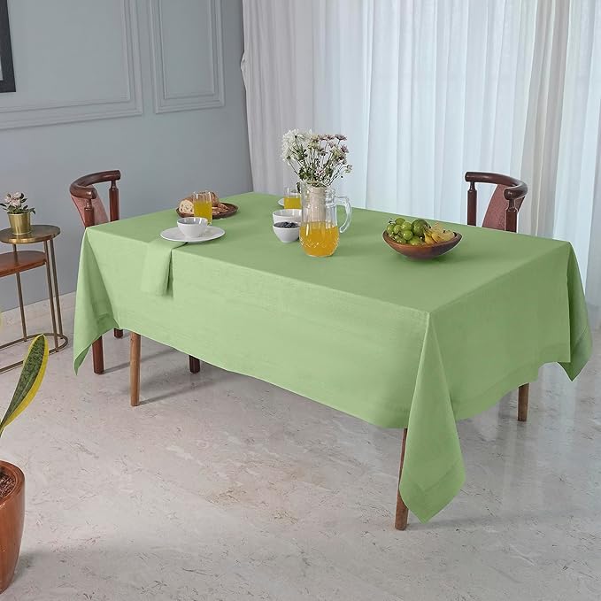 D'Moksha Homes Sage Green Linen Tablecloth 60 x 84 Inch - 100% Pure Linen Table Cloth for Rectangle Tables - Machine Washable Cloth Tablecloth for Spring, St Patricks Day, Easter