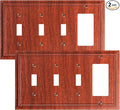 2-Pack Combo Tripple Toggle/Decorator Outlet Cover Plate, Wood Grain Decorative Switch Plates and Outlet Covers, Durable Natural Bamboo Fiber Wall Plates for Electrical Outlet, Receptacle, GFCI Outlet