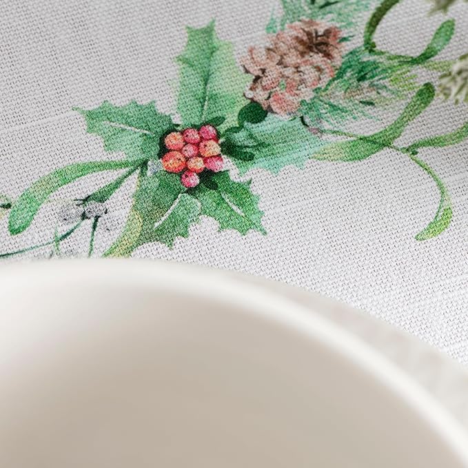 Maison d' Hermine Table Cloth Rectangle Table 100% Cotton 60 x 90 Inches Fall Tablecloth Reusable Everyday Use for Thanksgiving Christmas Decorations Dining Farmhouse Party (Christmas Tradition)