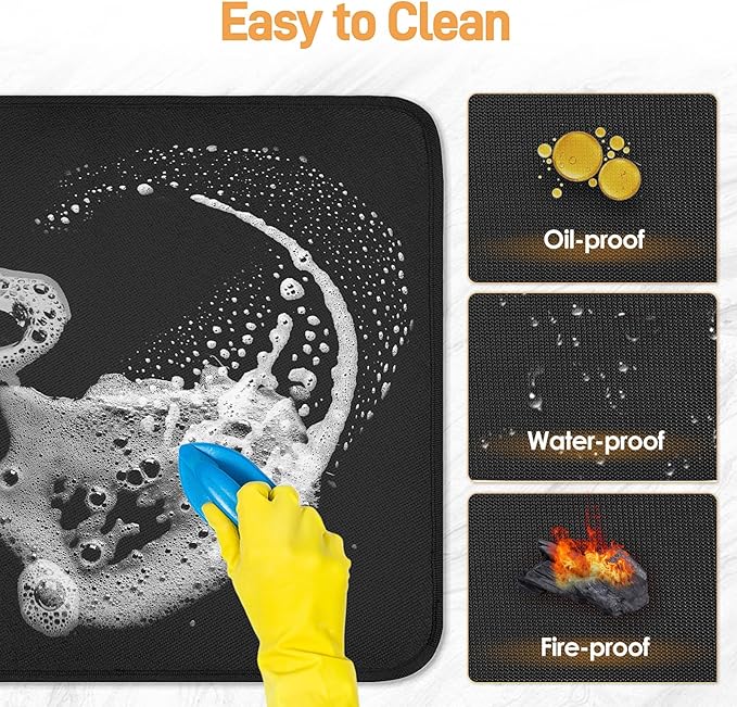 Heat Resistant Mat for Air Fryer, 16 x 24in Heat Resistant Mat for Countertop, Fireproof Silicone Countertop Protector Appliance Slider for Air Fryer, Coffee Maker, Toaster, Oven (Black)