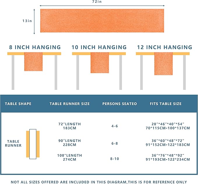 Table Runner 13 x 72 Inches Long, Cotton Linen Farmhouse Style Orange Table Linen for Kitchen Dining Coffee Table Parties Wedding Home Decor (Fall-Orange, 13” x 72”)