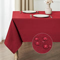 Rectangle Tablecloth Waterproof 60x84 inch Linen Textured Table Cloth Stain and Wrinkle Resistant Washable, Decorative Fabric Table Cover for Dining, Party and Camping, Red