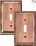 2-Pack Single Toggle Light Switch Cover Plate, Pearls Decorative Switch Plate Covers, Antique Copper 1 Gang Metal Wall Plate, Corrosion Resistant