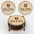 LazerEdge Elon University Phoenixes Wooden Coaster Set - Maple Wood - Officially Licensed Product - 4-Pack