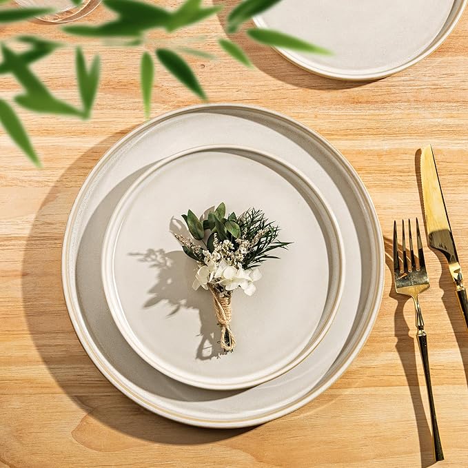 AmorArc Ceramic Dinnerware Sets, Handmade Reactive Glaze Stoneware Plates and Bowls Sets,Highly Chip and Crack Resistant | Dishwasher & Microwave Safe Dishes Set, Service for 4 (12pc)