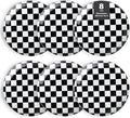 Ceramic Dinner Plates Set of 6-8 Inch Checkered Salad Plates, Microwave, Oven & Dishwasher Safe, Modern Minimalist Dessert Plates Geometric Black and White Plates for 6
