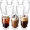 17oz Double Wall Glass Coffee Mugs Set of 8, Insulated Coffee Mug, Clear Borosilicate Glass Coffee Cups for Cappuccino, Tea, Lightweight and Microwave Safe