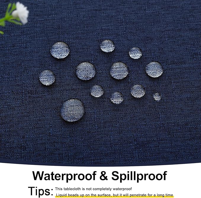 Smiry Square Table Cloth Linen Textured, Waterproof Spillproof Anti-Wrinkle Burlap Tablecloth, Washable Decorative Fabric Table Cover for Dining, Party, Banquet, 54 x 54 Inch, Navy