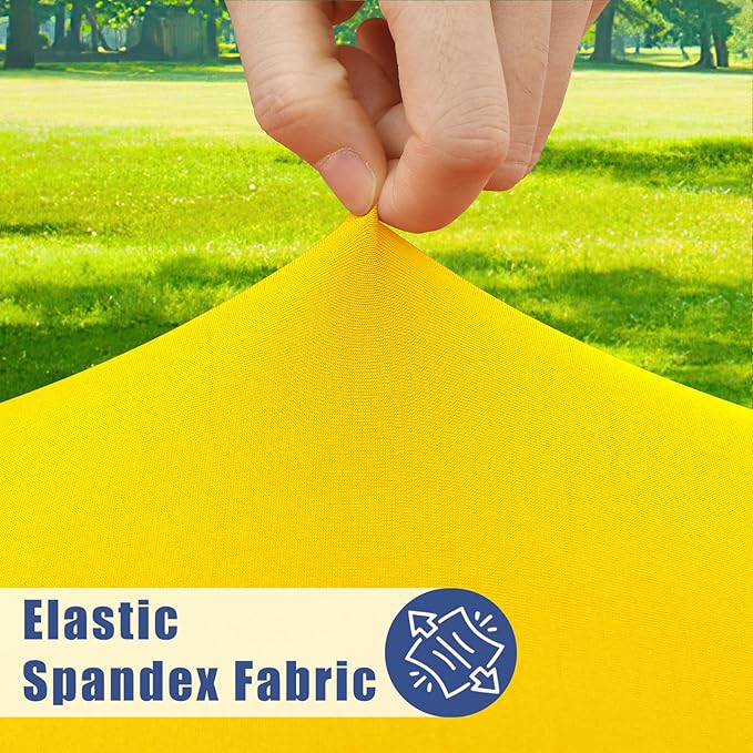 Spandex 8 Foot Rectangle Table Cloth 2 Pack, Elastic Fitted Tablecloths for Picnic, Stretch Washable Patio Table Cover for Outdoor, Camping, Banquet and Parties (Yellow, 30"x96")