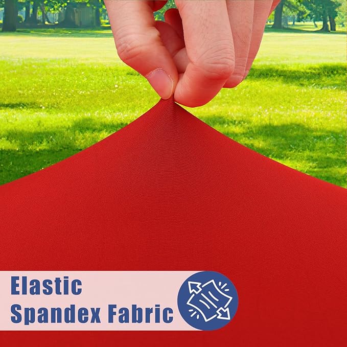 Round Spandex Christmas Tablecloth 2 Pack, Elastic Fitted Waterproof Tablecloths for 45"-56" Tables, Stretch Washable Picnic Table Cover for Camping, Dining, Indoor and Outdoor, Red