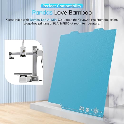 BIQU CryoGrip Pro Frostbite for Bambu-Lab A1 Mini 3D Printer 184x184mm Cold Build Plate Room Temperature Print Double Sided Upgrade Spring Steel Sheet Removable Surface Platform