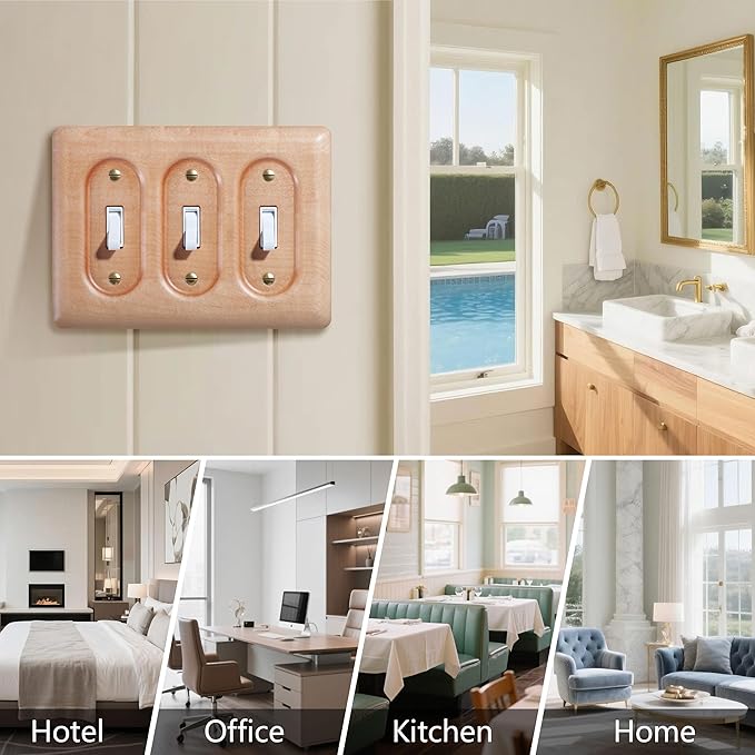 Elegant Maple Wood Cover Plate For Toggle Light Switch 3 Toggle Light Switch Cover Plate