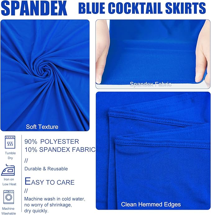 4 Packs 32 x 43 Inch Spandex Round Cocktail Table Skirts Spandex Cocktail Table Covers with Wavy Drapes Stretch Cocktail Tablecloth Fitted High Top Tables for Wedding Bar Party Banquet (Royal Blue)