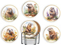 Onebttl Groundhog Gifts Coaster, Home Decor for Women, Moving, Housewarming, Set of 6, Ceramic, Absorbent with Cork Base
