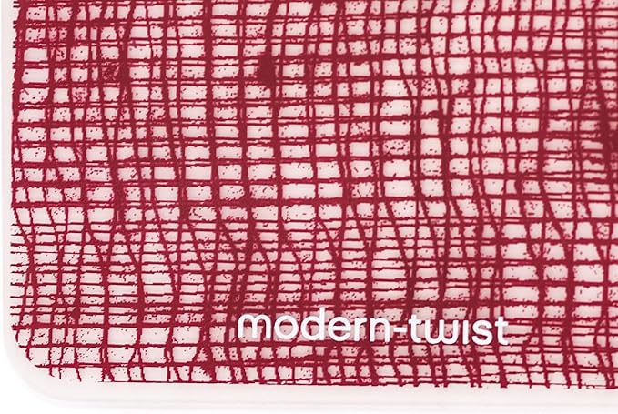 modern-twist 14 x 16 Silicone Placemat, BPA, PVC-Free Table Mat, Dishwasher Safe, Linen Print in Cranberry, Pack of 1