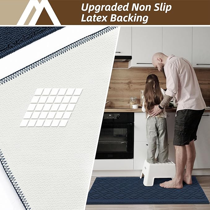 COSY HOMEER-Kitchen-Rugs-and-Mats 20"x32" Non Slip Kitchen Mats for Floor Absorbent Kitchen Rug Washable Kitchen Standing Floor Mat for Sink Mat,Throw Rug,Entry,Laundry,Navy Blue