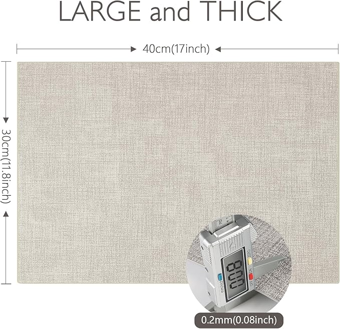 Faux Leather Placemats Set of 6 Washable PU Table mats for Kitchen Table - Heat Resistant, Waterproof, Easy Clean, Anti Slip 11.8" x 17" (Beige-6 Pack)