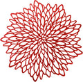Snowkingdom Red Placemats Pressed Vinyl Metallic Shiny Floral Dinning Mats Round Leaf Table Decoration for Halloween Mother's Day Valentine Weddings Mother's Day Christmas Holiday Celebrations 18 Pack