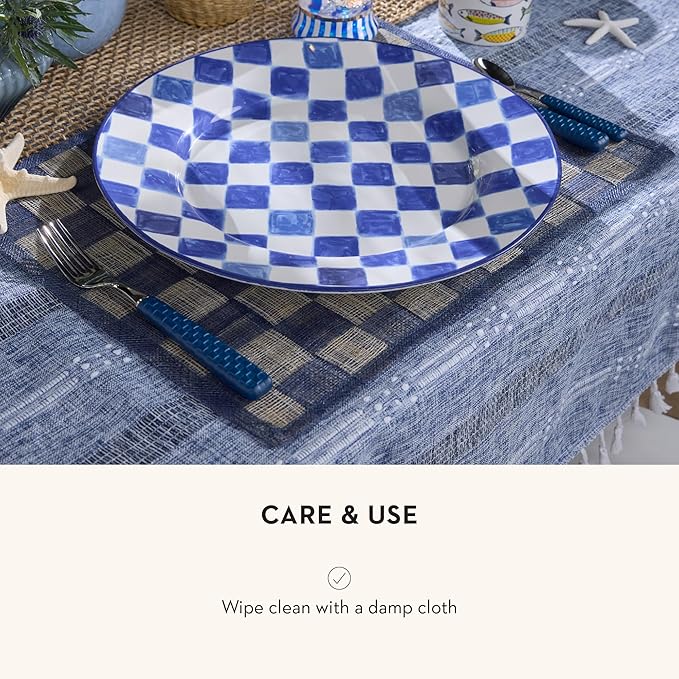 MACKENZIE-CHILDS Set of 4 Sinamay Placemats, Durable Woven Table Mats, Navy