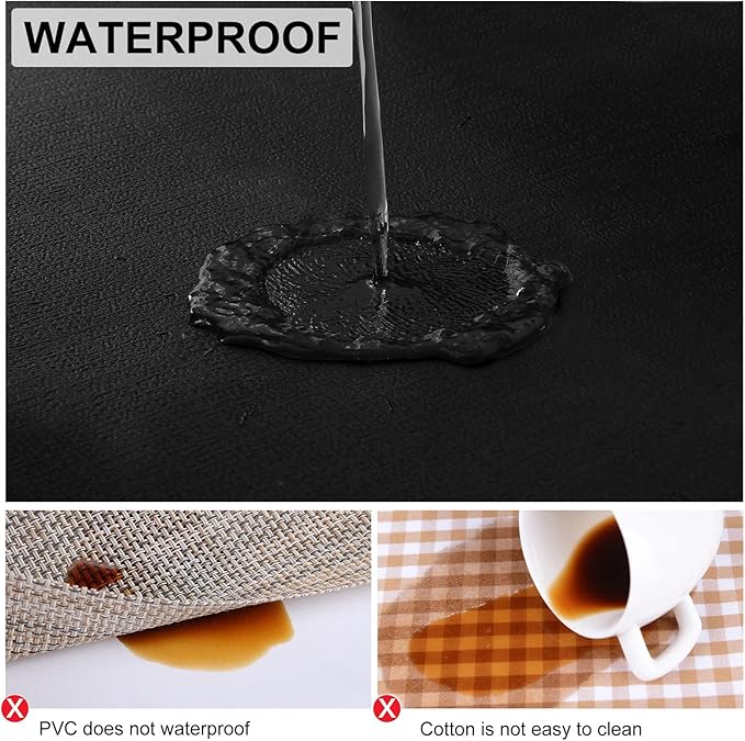 homing Faux Leather Heat Resistant Placemats 4 Packs, Waterproof Wipeable Dining PU Place Mats for Indoor & Outdoor, Easy to Clean, Black