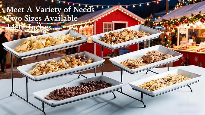 Gomakren 3 Tier Serving Trays Stand Porcelain Serving Platters 12 Inch White Serving Plates Dinner Platters for Appetizer Snack Fruit Cup Cake Tray Display Christmas Serving Dishes for Entertaining