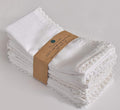 FINGERCRAFT Dinner Cloth Napkin Cotton Linen 12 Pack Vintage Rustic Premium Quality Mitered Corners Napkin Cloth with Elegant Lace for Everyday Use Pre Shrunk and Good Absorbency 20x20 in White