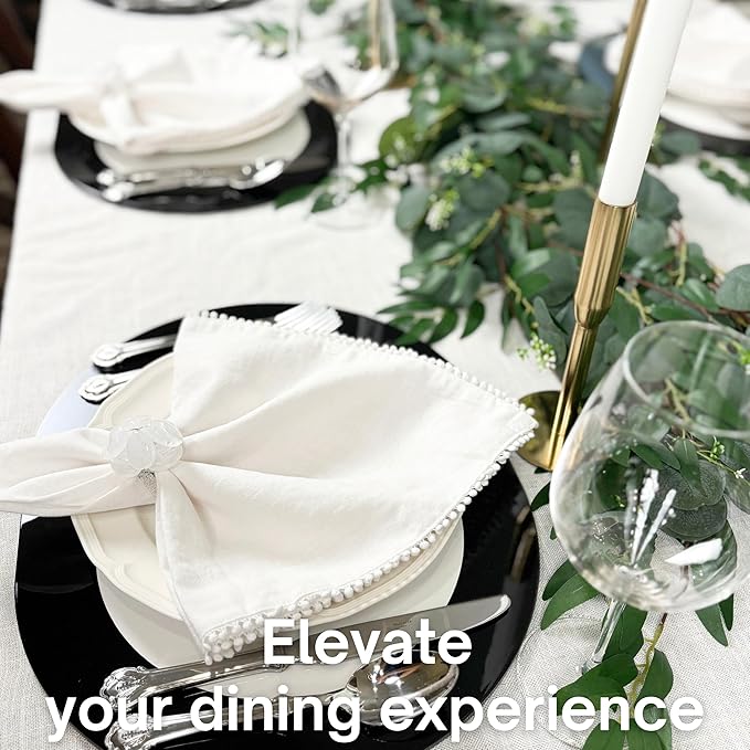 Beaded Pebble Stone Napkin Rings – Handcrafted Acrylic Holders with Natural Coastal Look – Elegant Table Decor for Modern, Wedding, Ester, Spring, or Sophisticated Gift - Set of 4, White