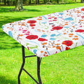 Smiry Rectangle Table Cloth Cover, Waterproof Elastic Fitted Picnic Tablecloth for 6 Foot Tables, Wipeable Flannel Backed Vinyl Tablecloths for Camping, Dining, Outdoor (Off White, 30" x 72")