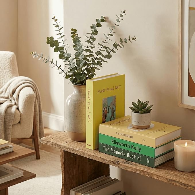 Nature Medium | 4 PCS Faux Decorative Books for Home Decor | Not Real Books (Cardboard Boxes) | Coffee Table, Shelf Styling & Modern Aesthetic Accent Pieces for Living Room, Office