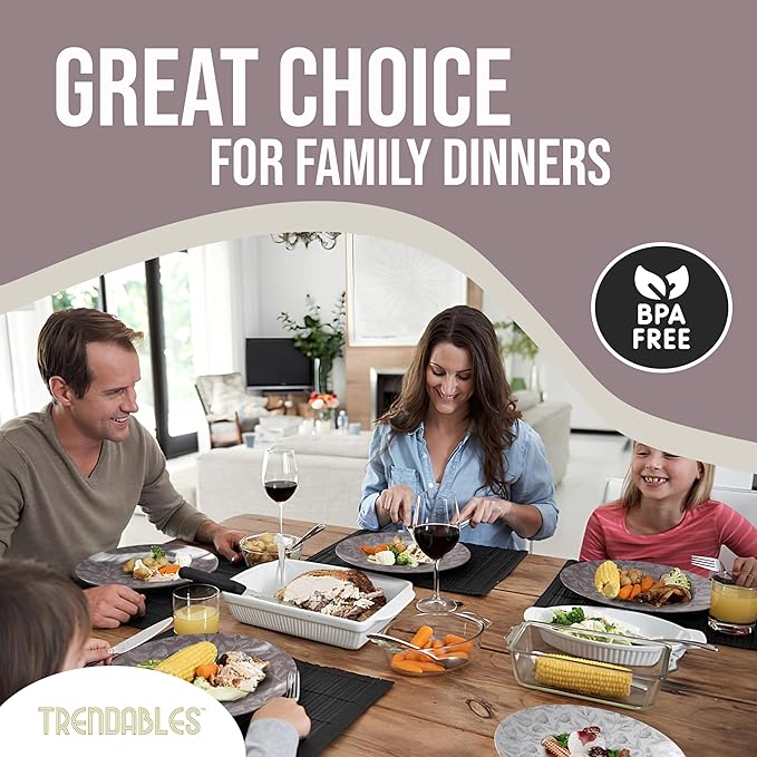 Trendables Disposable Dinnerware Decorative Plates Plastic Disposable Plates Set For 40 Guests 40 x 8 Inch Dessert Plate & 40 x 10 Inch Wedding Party Plate Set Blossom Circle