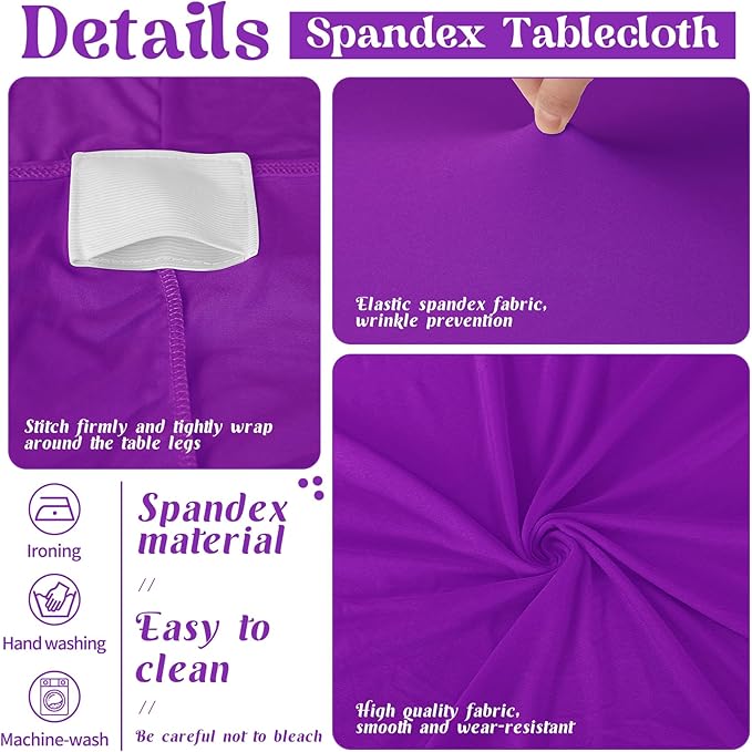 HAISIWLKJ 3 Pack Table Cloth 6ft Purple Tablecloths for Rectangle Folding Table Spandex Fitted Stretch Table Cover Wrinkle Resistant Washable Table Protector for Party, Wedding, Banquet, Festival.