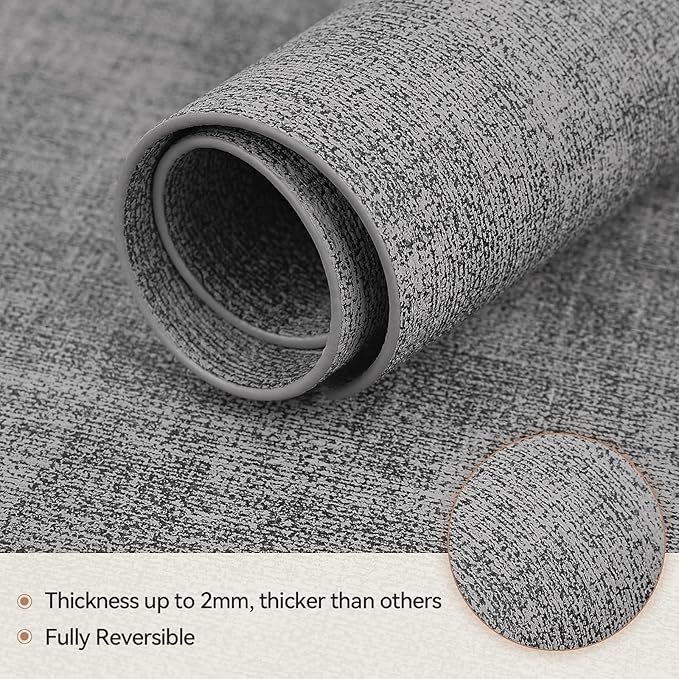 Round Table Placemats Set of 4, Faux Leather Wedge Shape Place Mats Heat Resistant Wipeable Washable Table Mats for Dining Outdoor Indoor, Gray