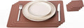 Nikalaz Set of 4 Placemats and 4 Coasters Made of Recycled Leather (18''x13'', Dirty Brown)