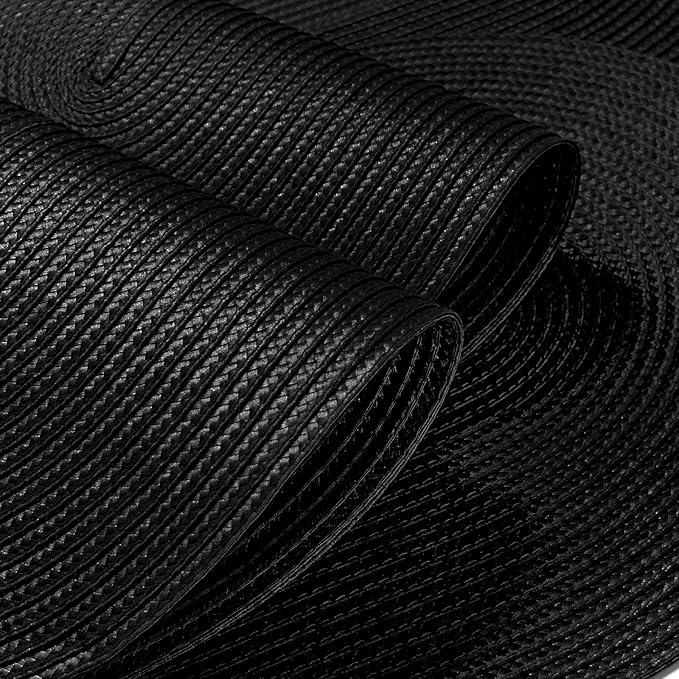FunWheat Oval Braided Placemats Set of 4 Table Mats for Dining Tables Washable Heat Resistant Place Mats for Indoor Outdoor Use 12 x18 Inch(Oval Black, 4pcs)