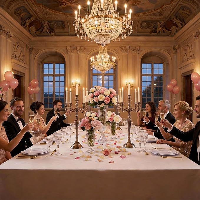 COLOSUS 100 pcs White Plastic Plates Set,Fancy Beaded Plates-European Retro plates include 50 dinner plates and 50 dessert plates,Plastic Disposable plates for BBQ and Party