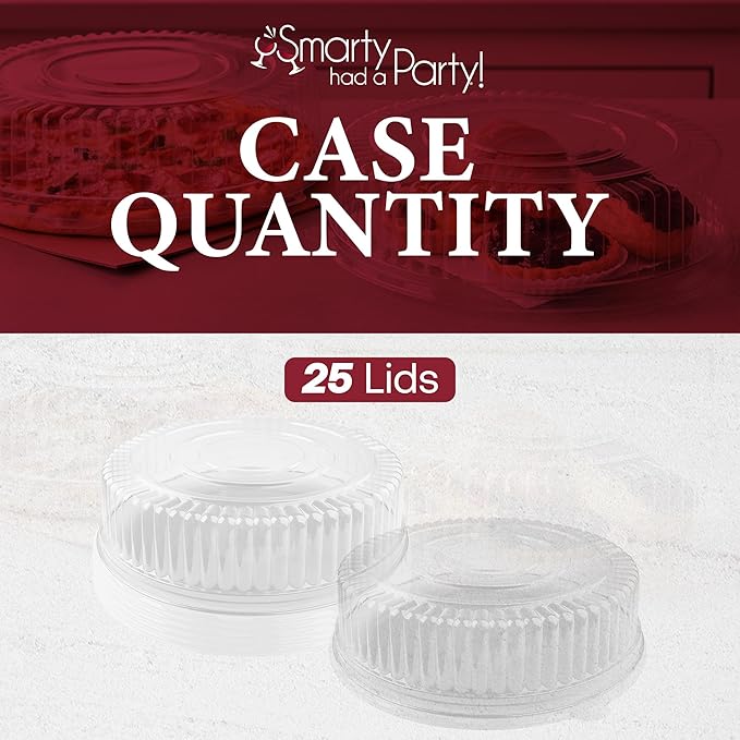 Smarty Had A Party 12 Inch Clear Round Plastic Tray Lids – Stackable Plastic Dome Lids for Catering Trays with Lids, Party Trays & Food Platters – BPA-Free Disposable Dome Covers – 25-Pack