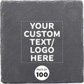 Custom Sohag Square Slate Coasters Set of 100, Personalized Bulk Pack - Table Decor, Kitchen Decor, Wedding Favors - Black