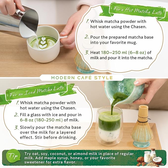 Matcha Bowl | Japanese Crystal-Glazed Ceramic Matcha Tea Bowl with Spout | Traditional Matcha Chawan | Designed in Japan |「Crystal Shell Green」