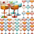 48 Pcs Ribbed Martini Glasses 10 oz Disposable Plastic Vintage Ribbed Coupe Glasses Unbreakable Dessert Parfait Glassware for Wedding Birthday Party Supplies (Classic Color)